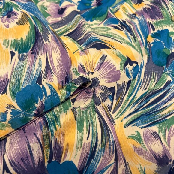 Vintage Novelty Floral Print Pearl Snap Button Down Dress Nightgown M - Picture 5 of 6